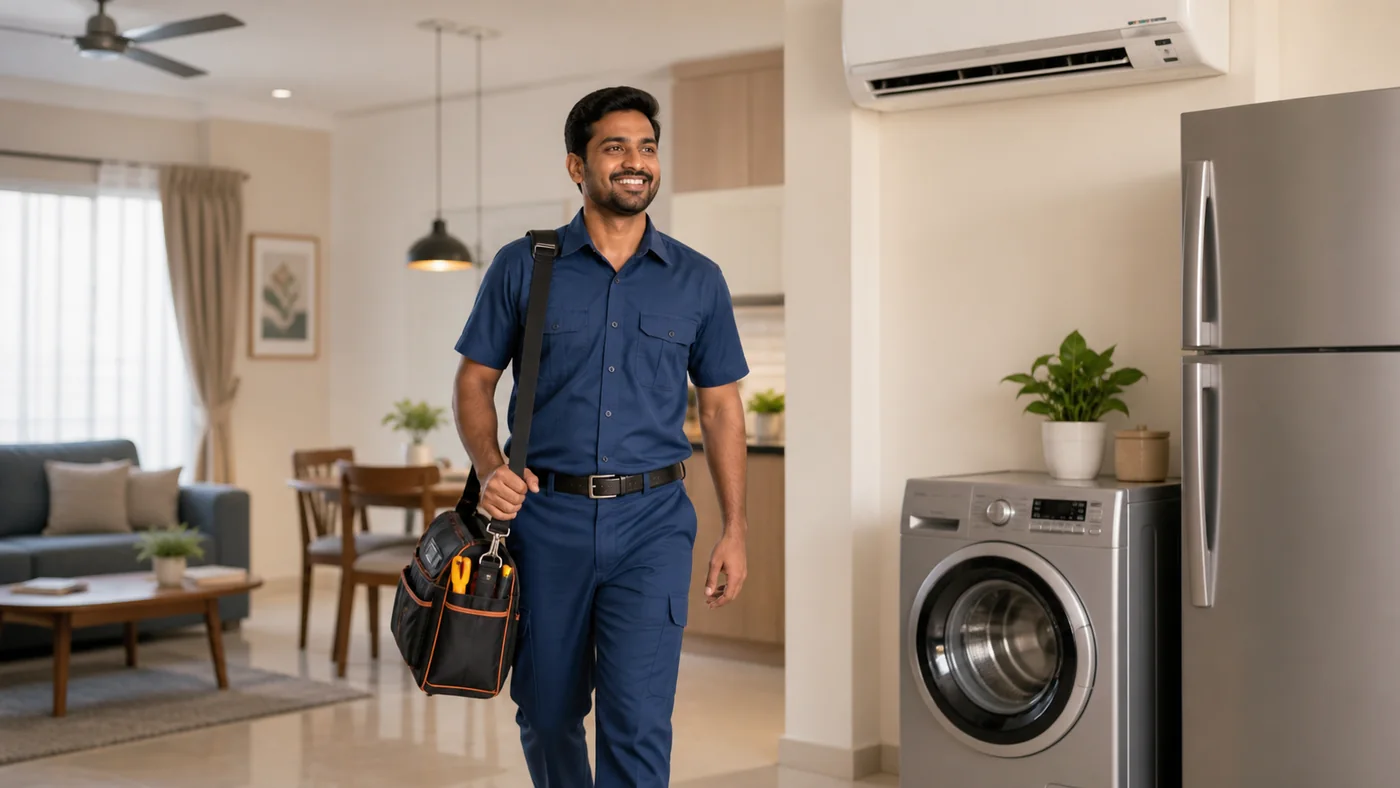 Technician arriving for home appliance service